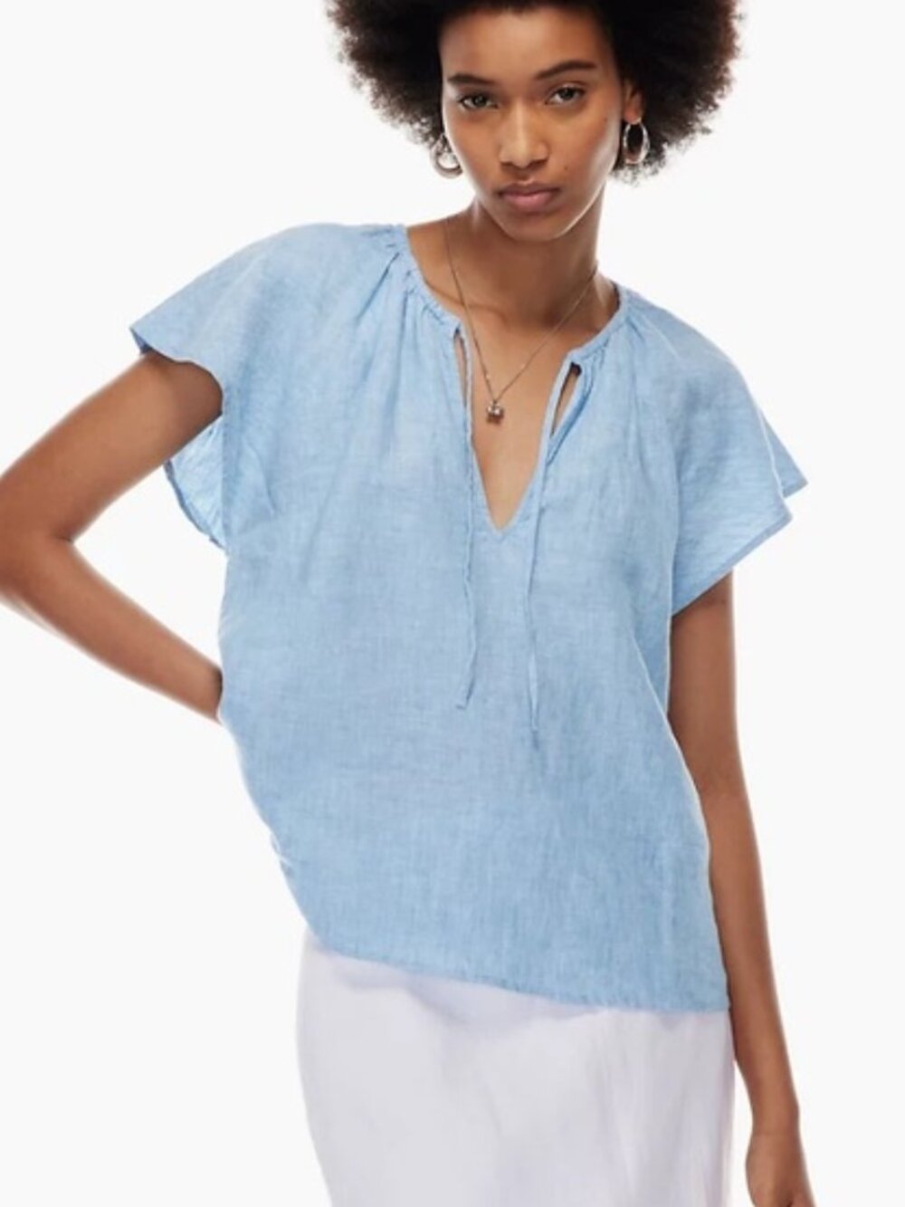Aritzia Wilfred Fairest Linen Top, Chambray Buoy Blue